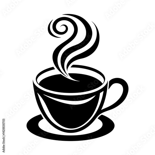 Aroma of fresh coffee cup graphic illustration silhouette