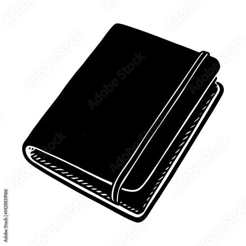 Sketchbook illustration of a closed journal book silhouette