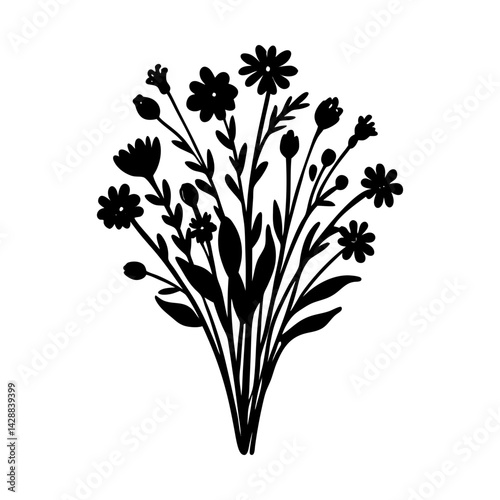 Floral bouquet vector art for graphic design needs silhouette