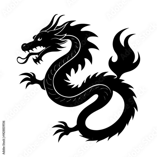 Wallpaper Mural Oriental mythical creature dragon vector graphic art silhouette Torontodigital.ca