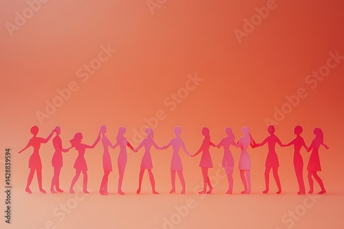 Wallpaper Mural Paper Cutout People Holding Hands Together2 Torontodigital.ca