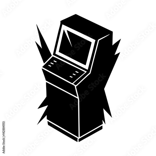 Retro gaming arcade cabinet machine vector graphic silhouette