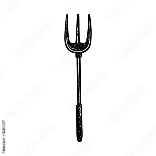 Vintage style roasting fork kitchen utensil vector silhouette