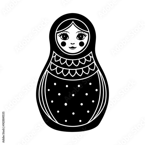Matryoshka nesting doll traditional russian toy art silhouette