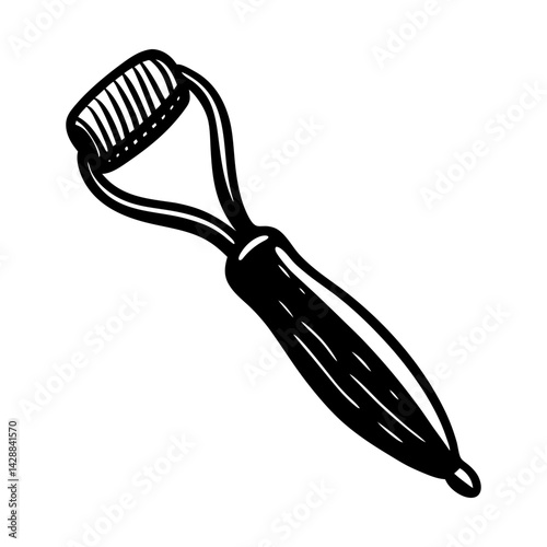 Facial roller tool for skincare routine treatment silhouette