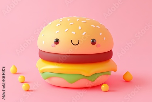 Obraz na płótnie 3d rendered burger object hamburger fast food w salonie