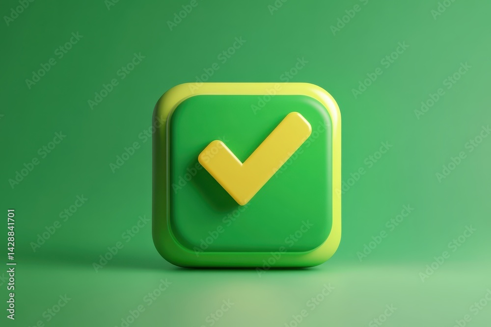 3d Vector A modern 3D check mark icon on a green rounded square