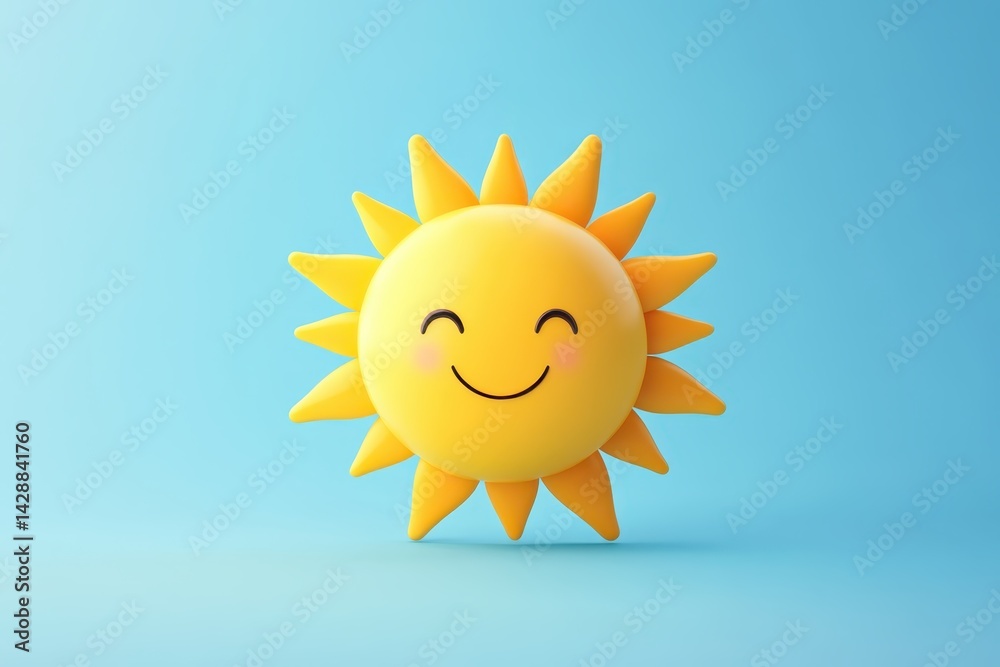 3d vector minimal cartoon sun icon