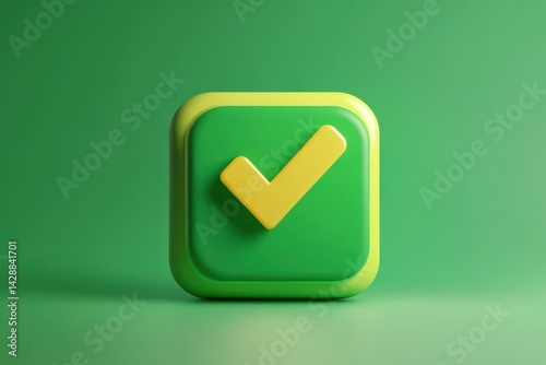 Obraz na płótnie 3d Vector A modern 3D check mark icon on a green rounded square w salonie