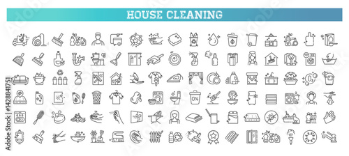 Home cleaning icons