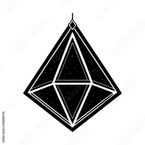 Geometric terrarium with celestial star pattern art silhouette