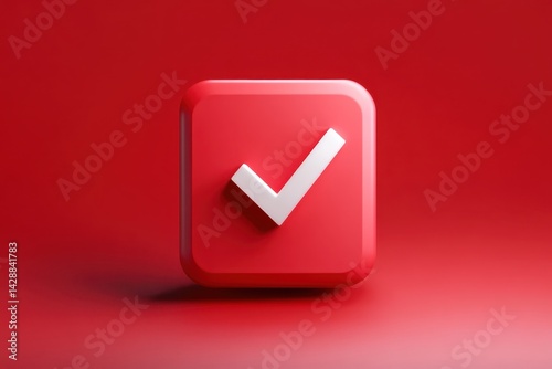 Obraz na płótnie 3d Vector A modern 3D check mark icon on a red rounded square w salonie