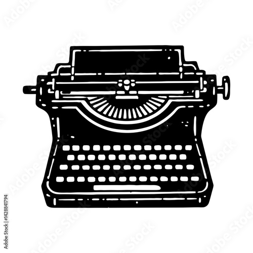 Vintage typewriter illustration vector graphic art silhouette