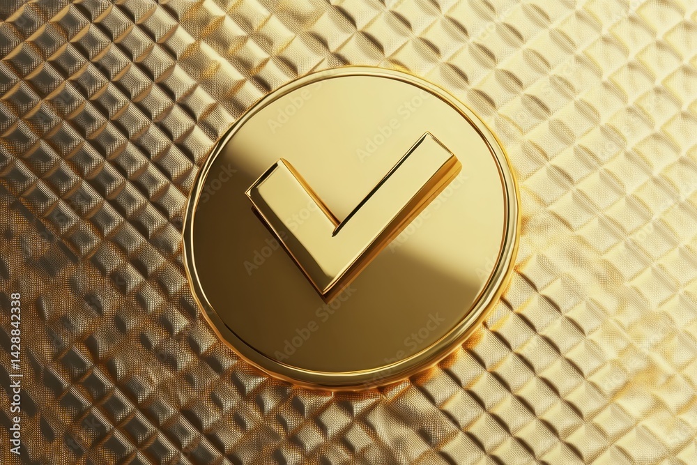 Golden check mark symbol illustration