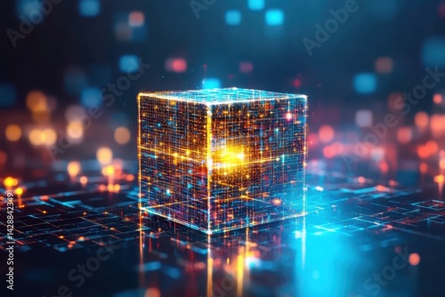 Obraz na płótnie Data cube abstract cubic structure. Symbol of technology w salonie
