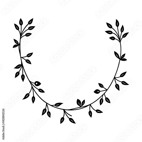 Wallpaper Mural Elegant botanical foliage wreath vector graphic art silhouette Torontodigital.ca