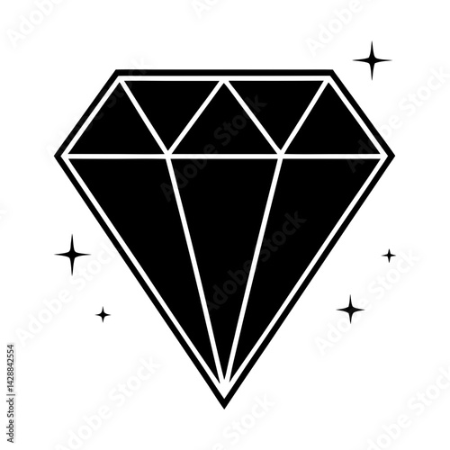 Isolated vector graphic of a sparkling gemstone icon silhouette