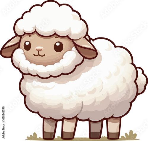ute Cartoon Sheep Set in Vector Style