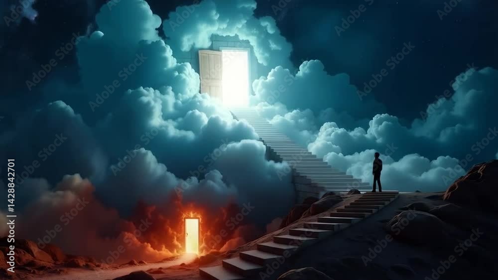 The choice between Jesus and the Devil, a stairway to heaven or hell