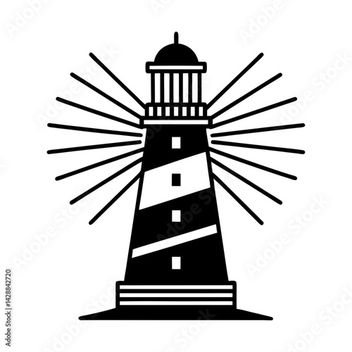 Coastal lighthouse vector illustration graphic art silhouette