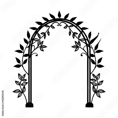 Elegant floral archway vector design for weddings silhouette