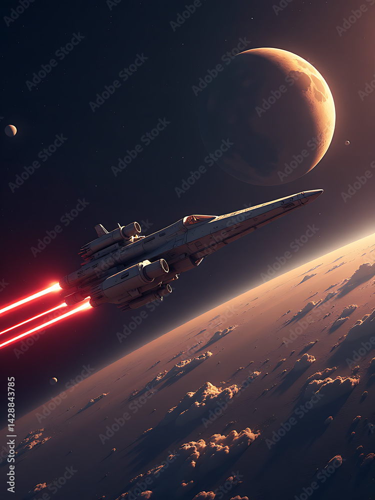 Spacecraft Flying Over Planets For Star Wars Day