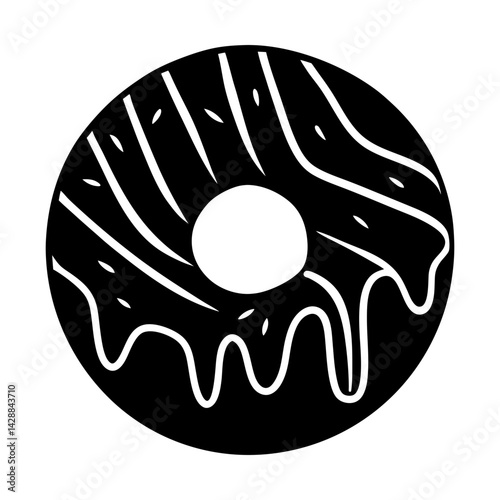 Delicious frosted donut with dripping glaze treat silhouette