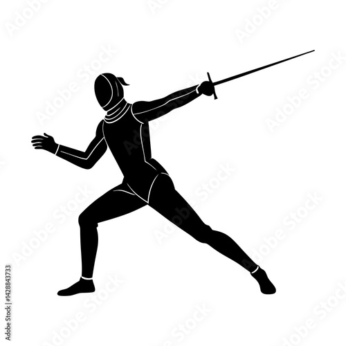 Fencer silhouette sport fencing athlete position