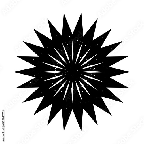Abstract starburst shape with celestial texture art silhouette
