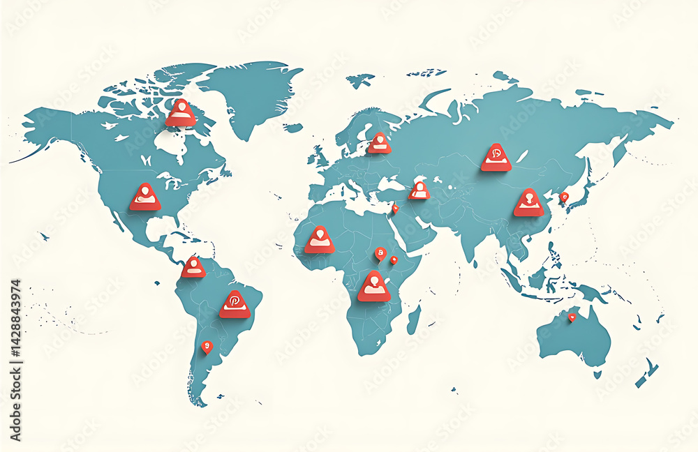 Social Media Icons And World Map For International Bloggers On World Bloggers Day