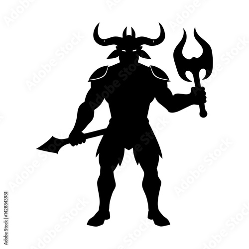 Wallpaper Mural Minotaur warrior silhouette with weapons vector art Torontodigital.ca