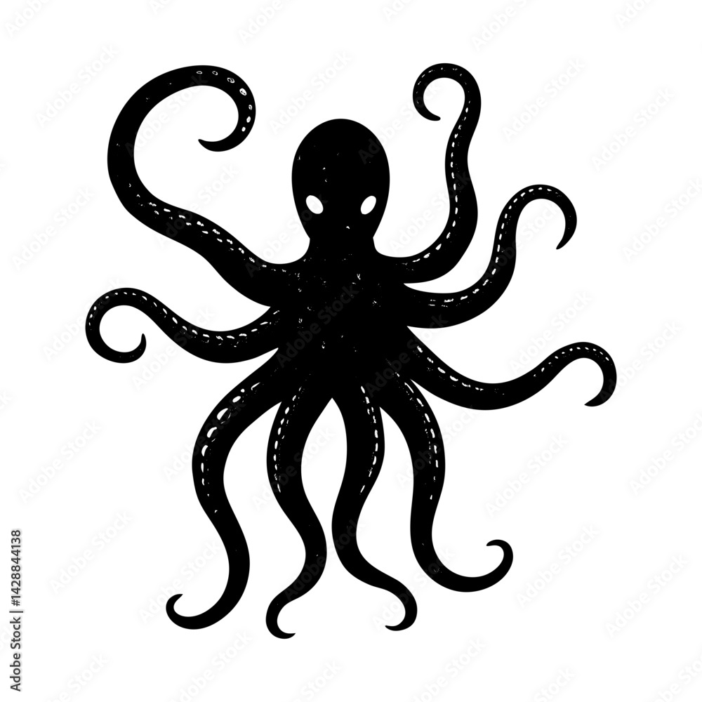 Obraz premium Stylized vector graphic of a mysterious octopus silhouette