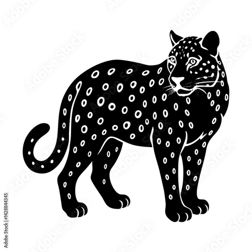 Leopard illustration spotted feline animal design silhouette
