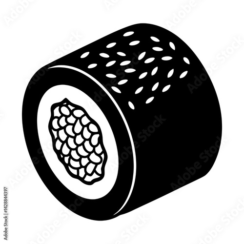Delicious sushi roll japanese cuisine food vector silhouette
