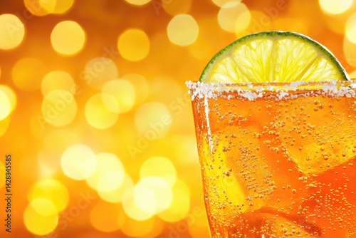 Refreshing citrus drink with ice photo