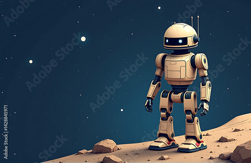 Obraz na płótnie Robotic Droid Illustration In Space Theme For Star Wars Day w salonie