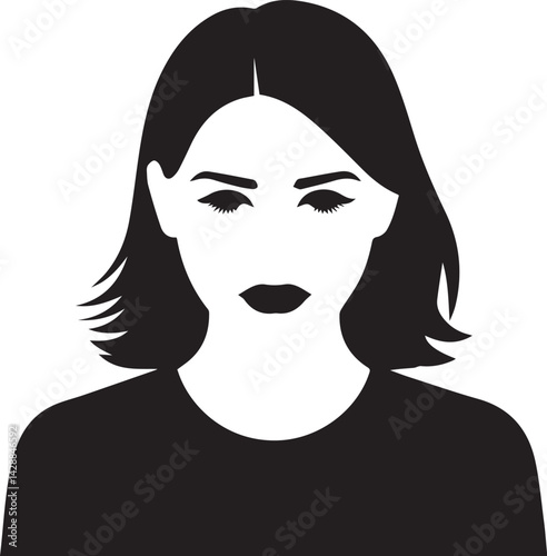 silhouette of woman face icon over white background, vector illustration