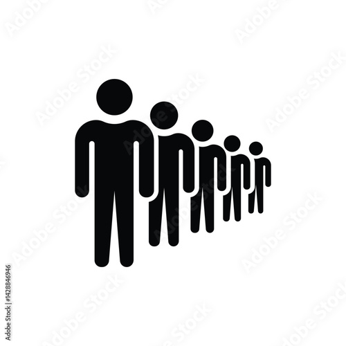 People in diagonal queue formation icon silhouette style