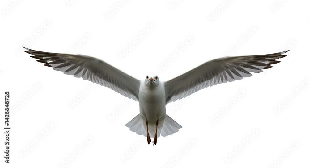 Obraz premium Seagull in flight black background