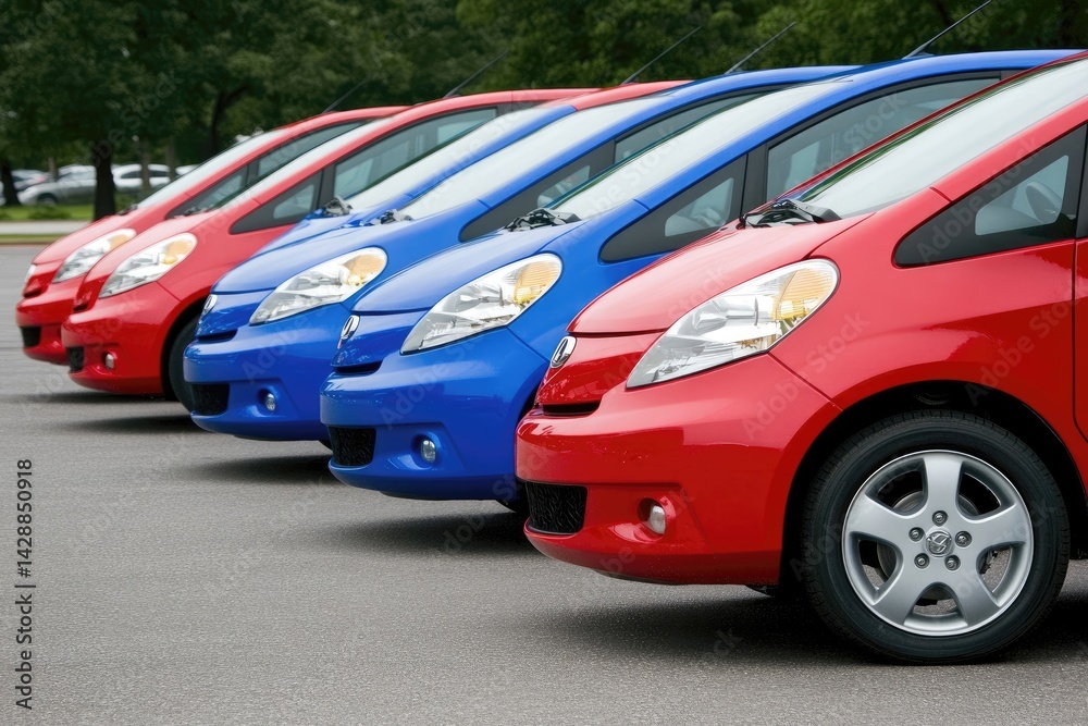 Obraz premium Colorful cars lined up
