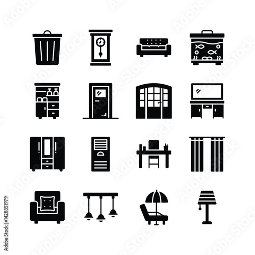 Check out latest glyph collection of household goods and interior icons