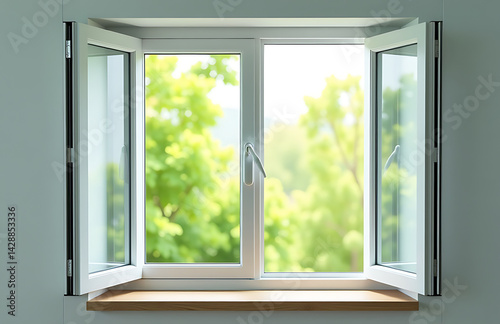 Obraz na płótnie Open Window With Fresh Air Symbolizing Asthma Relief On World Asthma Day w salonie