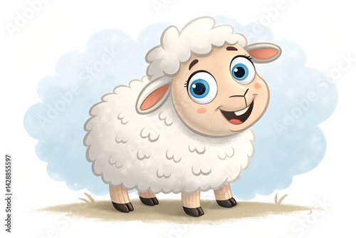 Wallpaper Mural Playful Cartoon Sheep with Fluffy Wool and Friendly Smile, Perfect for Children's Books and Farm Animal Education in png Torontodigital.ca