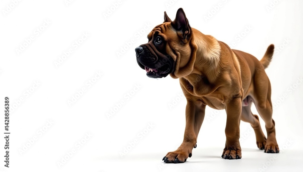 Obraz premium Majestic mastiff, powerful stance, white background, large, breed, full body