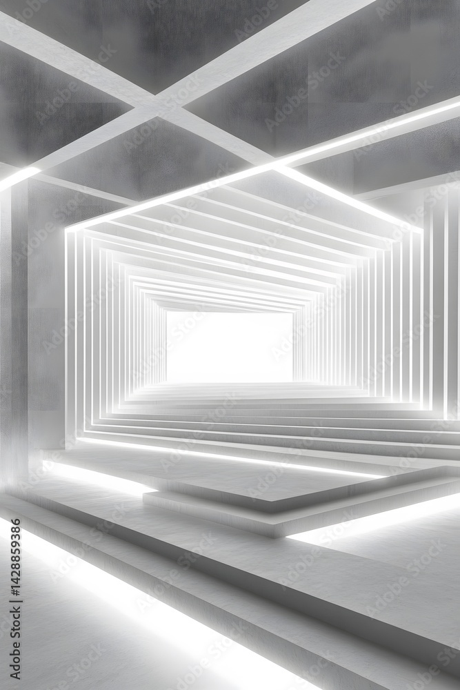 Obraz premium Abstract Modern Architecture Tunnel Steps Light