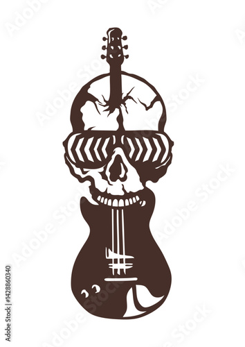 tete de mort guitare electrique lunette rock musique