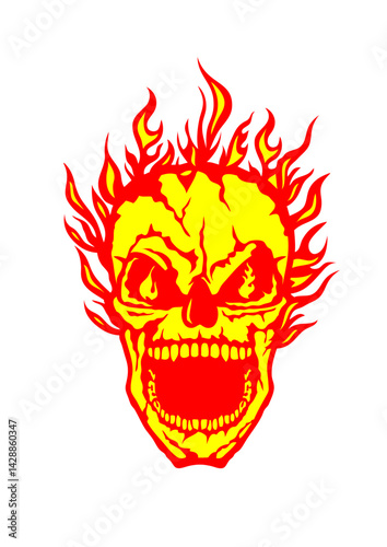 tete de mort flamme feu crane halloween