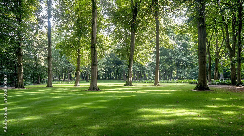 Fototapeta premium Sunlight Filtering Through Trees In Forest