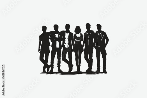 Friends chilling squad silhouette