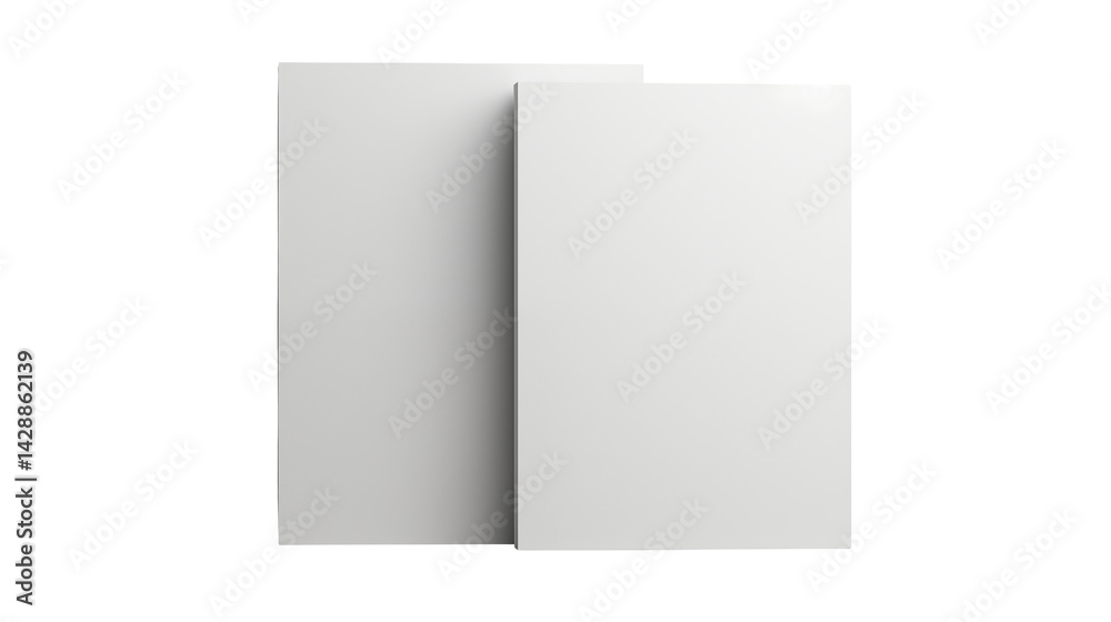A minimalist view of two white panels isolated on transparent background A minimalist view of two white panels isolated on transparent background